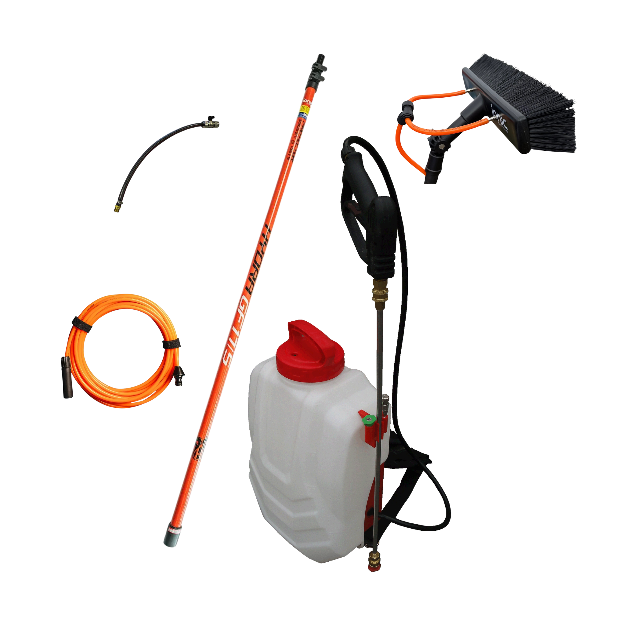 Hydra GF 5,20 m + Akku-Rucksack-Drucksprüher 16 L – mobiles Reinwasser-Set