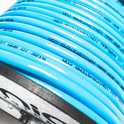 Ionic Edelstahl-Schlauchaufroller inkl. 100 m RX-Schlauch 8 mm (blau)