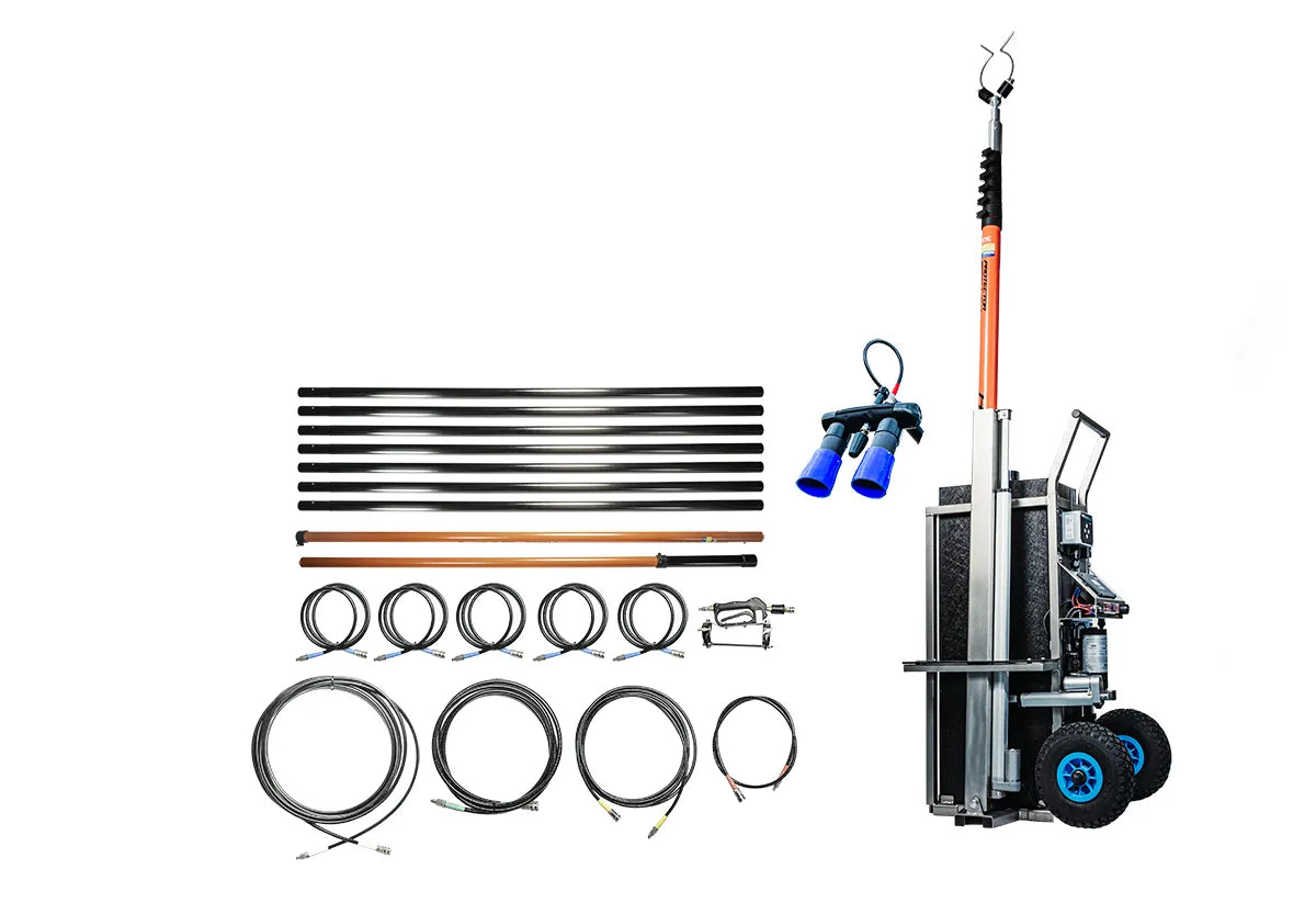 IONIC Roof Wand™ Standard – BG-geförderter Dach- & Fassadenreiniger mit Carbon-Mast & 20 m Stangenset